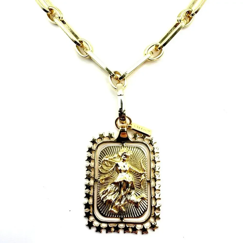 QUAY AUSTRALIA 14K GP Pendant Necklace Chunky Paperclip Chain Gold Tone Nwot - Picture 2 of 8